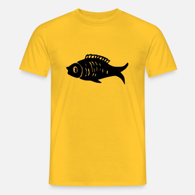 Fisch schwarz Silhouette Geschenk - Männer T-Shirt - Gelb
