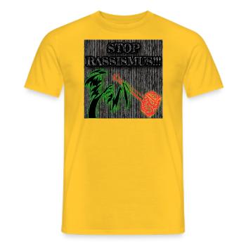 STOP RASSISMUS - Abbild - 2023 - Männer T-Shirt - Gelb - Vorne - AI Model Male 178 dark (178cm)