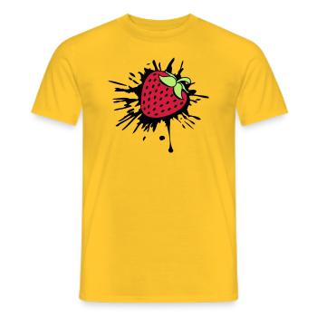 klex color drops graffiti strawberry fruity leak - Men's T-Shirt - yellow - Front - AI Model Male 178 dark (178cm)