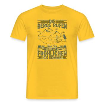 Trekking Bergsteigen Outdoor Berge Wandern - Männer T-Shirt - Gelb - Vorne - AI Model Male 178 dark (178cm)