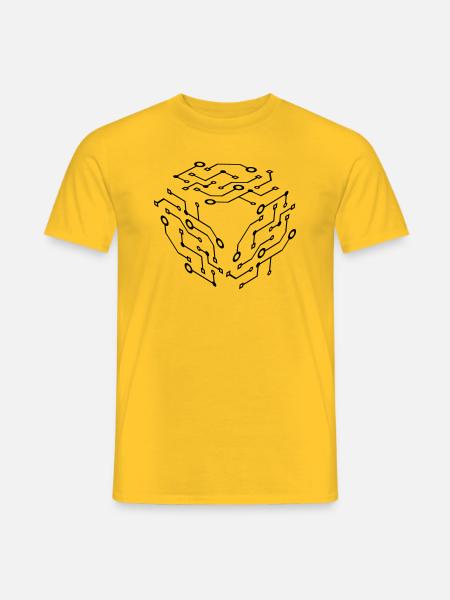 fajny wzór logo obwód drutu mikroczip danych - T-shirt męski - żółty