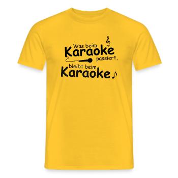 Was beim Karaoke passiert, bleibt beim Karaoke. - Männer T-Shirt - Gelb - Vorne - AI Model Male 178 dark (178cm)