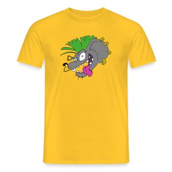 Evil punk mouse - Men's T-Shirt - yellow - Front - AI Model Male 178 dark (178cm)