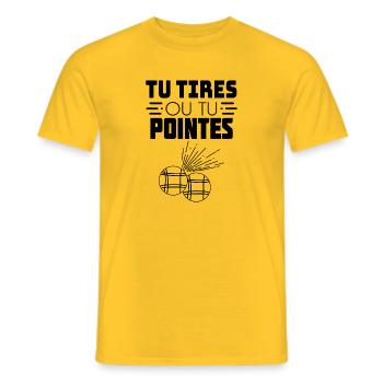 You shoot or you point petanque t-shirt gift - Men's T-Shirt - yellow - Front - AI Model Male 178 dark (178cm)