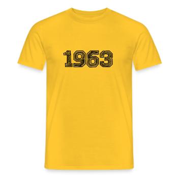 1963 - Men's T-Shirt - yellow - Front - AI Model Male 178 dark (178cm)