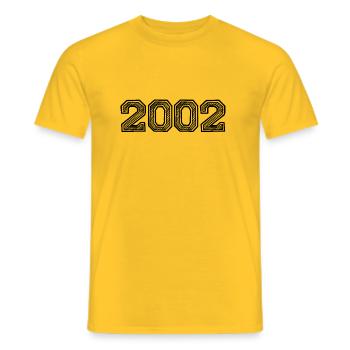 2002 - Männer T-Shirt - Gelb - Vorne - AI Model Male 178 dark (178cm)