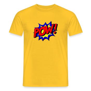 POW! - Men's T-Shirt - yellow - Front - AI Model Male 178 dark (178cm)