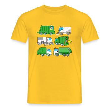 Voiture poubelles camions verts camions éboueurs - T-shirt homme - jaune - Devant - AI Model Male 178 dark (178cm)