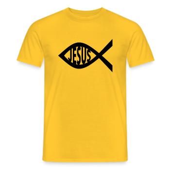 Jesus Fish - Men's T-Shirt - yellow - Front - AI Model Male 178 dark (178cm)