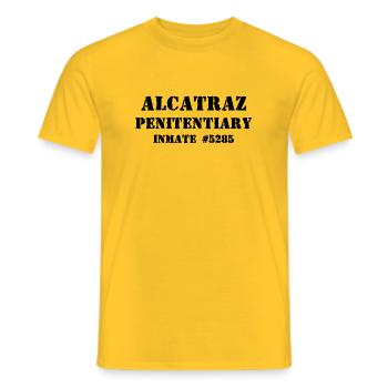 Alcatraz - Penitentiary - Inmate 5285 Jail Prison - Men's T-Shirt - yellow - Front - AI Model Male 178 dark (178cm)