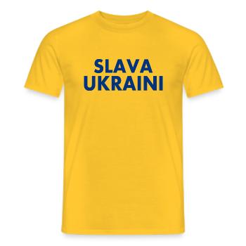 Slava ukraini - T-shirt homme - jaune - Devant - AI Model Male 178 dark (178cm)