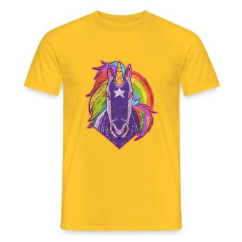 Licorne sauvage aux couleurs de l'arc-en-ciel et étoile - T-shirt homme - jaune - Devant - AI Model Male 178 dark (178cm)