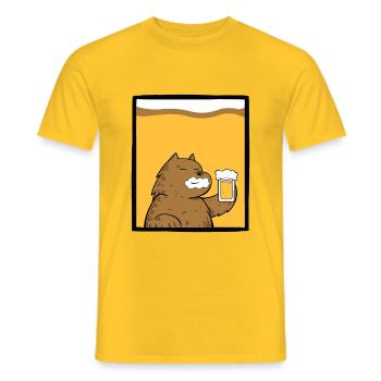 süßer Bär mit Bier Alkohol Schnaps Party cool - Männer T-Shirt - Gelb - Vorne - AI Model Male 178 dark (178cm)