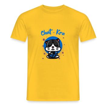Humor Katze Yoga Zen Meditation Chakra - Männer T-Shirt - Gelb - Vorne - AI Model Male 178 dark (178cm)