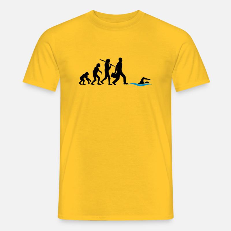 evolution entwicklung geboren zum schwimmen logo s - Männer T-Shirt - Gelb
