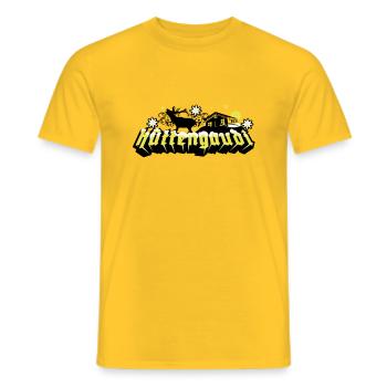 Apres Ski Spruch Hüttengaudi - Männer T-Shirt - Gelb - Vorne - AI Model Male 178 dark (178cm)