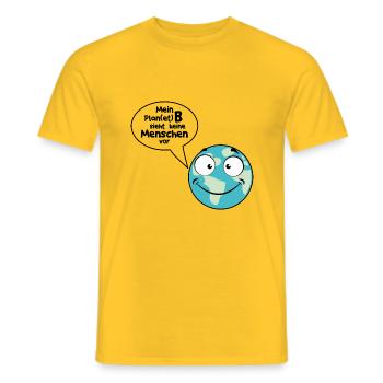 Plan(et) B ohne Menschen - Männer T-Shirt - Gelb - Vorne - AI Model Male 178 dark (178cm)