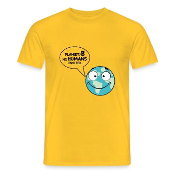 Plan(et) B , no humans invited - Men's T-Shirt - yellow - Front - AI Model Male 178 dark (178cm)