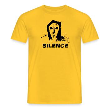 Silence - Men's T-Shirt - yellow - Front - AI Model Male 178 dark (178cm)