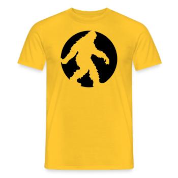 circle round logo going running sideways bigfoo - Men's T-Shirt - yellow - Front - AI Model Male 178 dark (178cm)