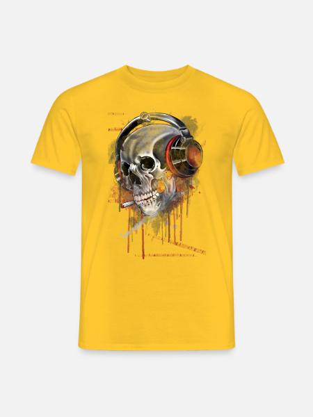 Skull music splatter - Men's T-Shirt - yellow
