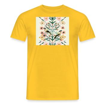 Arbre fleuri avec des oiseaux a fond claire v2 - T-shirt homme - jaune - Devant - AI Model Male 178 dark (178cm)