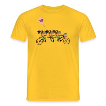 Les chiens font du vélo - T-shirt homme - jaune - Devant - AI Model Male 178 dark (178cm)