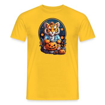 Halloween Tiger Blank Template 2.0 - Men's T-Shirt - yellow - Front - AI Model Male 178 dark (178cm)