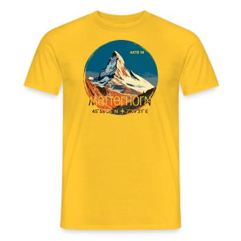 Matterhorn Zermatt Andenken Wandern Koordinaten - Männer T-Shirt - Gelb - Vorne - AI Model Male 178 dark (178cm)