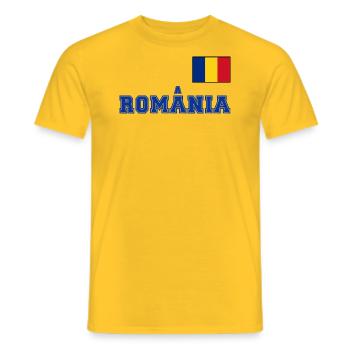 Rumänien Trikot Look – România mit Fahne Flagge - Männer T-Shirt - Gelb - Vorne - AI Model Male 178 dark (178cm)