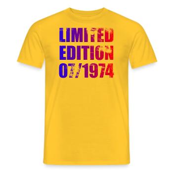 50th Birthday Limited Edition 07/1974 - Men's T-Shirt - yellow - Front - AI Model Male 178 dark (178cm)