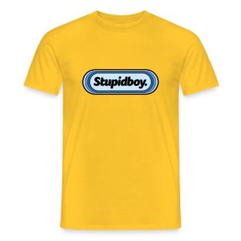 Stupid Boy Pill/Lozenge in Cold Colours - Men's T-Shirt - yellow - Front - AI Model Male 178 dark (178cm)