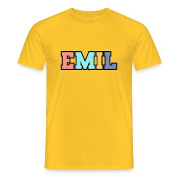 Name - Emil - Men's T-Shirt - yellow - Front - AI Model Male 178 dark (178cm)