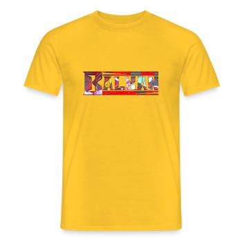 exyu balkan rock bosna croatia serbia - Men's T-Shirt - yellow - Front - AI Model Male 178 dark (178cm)