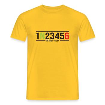 Motorcycle Gears 1N23456 One Down-Five Up - Men's T-Shirt - yellow - Front - AI Model Male 178 dark (178cm)