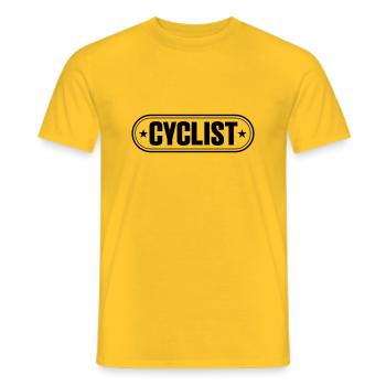 cyclist star - Heren T-shirt - geel - Voor - AI Model Male 178 dark (178cm)