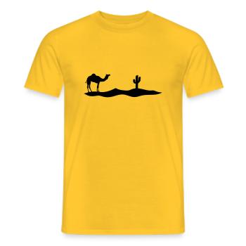 Kaktus Kamel Silhouette Umriss Schwarz Dromedar - Männer T-Shirt - Gelb - Vorne - AI Model Male 178 dark (178cm)