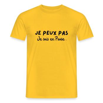 je peux pas je suis en pause - T-shirt homme - jaune - Devant - AI Model Male 178 dark (178cm)