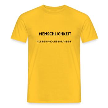 Menschlichkeit - Männer T-Shirt - Gelb - Vorne - AI Model Male 178 dark (178cm)
