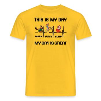 This is my day work sport sleep my day great black - Männer T-Shirt - Gelb - Vorne - AI Model Male 178 dark (178cm)