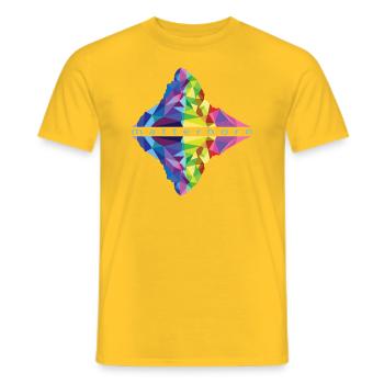 Matterhorn colored blue font reflected - Men's T-Shirt - yellow - Front - AI Model Male 178 dark (178cm)