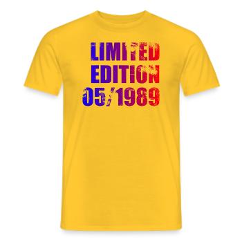 35th Anniversary Limited Edition 05/1989 - Men's T-Shirt - yellow - Front - AI Model Male 178 dark (178cm)