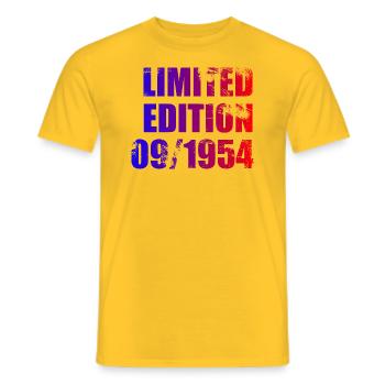 70th Birthday Limited Edition 09/1954 - Men's T-Shirt - yellow - Front - AI Model Male 178 dark (178cm)