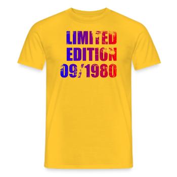 44th Birthday Limited Edition 09/1980 - Men's T-Shirt - yellow - Front - AI Model Male 178 dark (178cm)
