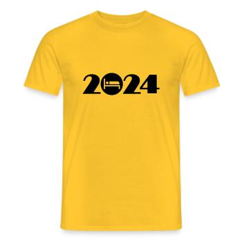 Sleep 2024, sleep in 2024 - Men's T-Shirt - yellow - Front - AI Model Male 178 dark (178cm)