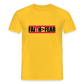 Gott Faith größer - Männer T-Shirt - Gelb - Vorne - AI Model Male 178 dark (178cm)