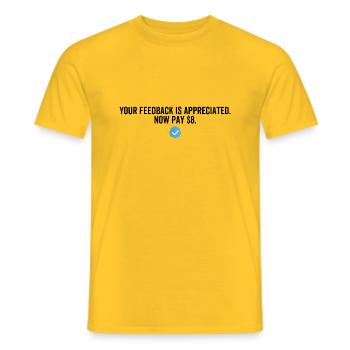 Vos commentaires sont appréciés maintenant Payez 8 dollars - T-shirt homme - jaune - Devant - AI Model Male 178 dark (178cm)