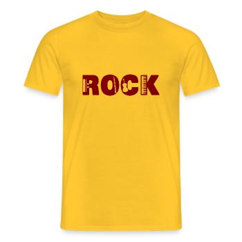 Inscription ROCK - T-shirt homme - jaune - Devant - AI Model Male 178 dark (178cm)