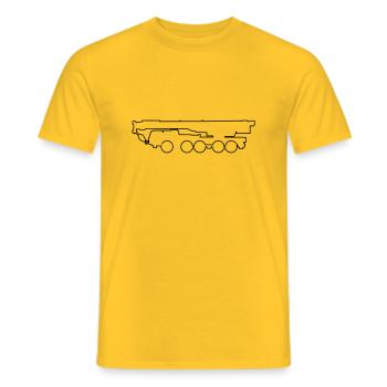 Mobilkran Eingefahren Seitenansicht Linienstil - Männer T-Shirt - Gelb - Vorne - AI Model Male 178 dark (178cm)