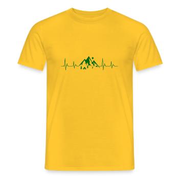 Berge Herzschlag Wandern Geschenk - Männer T-Shirt - Gelb - Vorne - AI Model Male 178 dark (178cm)